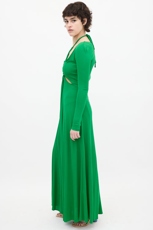 Proenza Schouler Green Cut Out Halter Dress