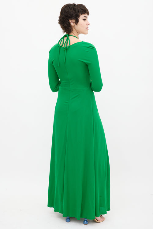 Proenza Schouler Green Cut Out Halter Dress