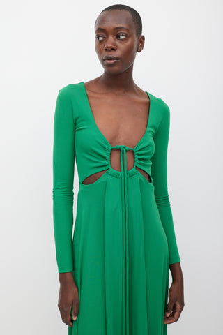 Proenza Schouler Green Cut Out Halter Dress
