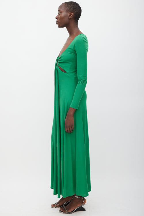 Proenza Schouler Green Cut Out Halter Dress