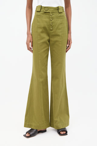 Proenza Schouler Green High Waist Flared Pant