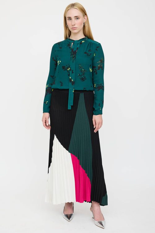 Proenza Schouler Silk Floral Bow Blouse