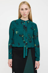Proenza Schouler Silk Floral Bow Blouse