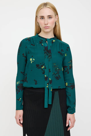 Proenza Schouler Silk Floral Bow Blouse