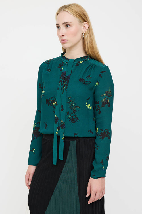Proenza Schouler Silk Floral Bow Blouse