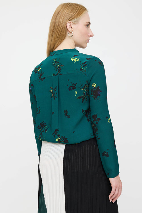 Proenza Schouler Silk Floral Bow Blouse