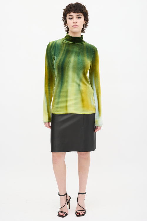 Proenza Schouler Green & Yellow Velvet Tie Dye Top