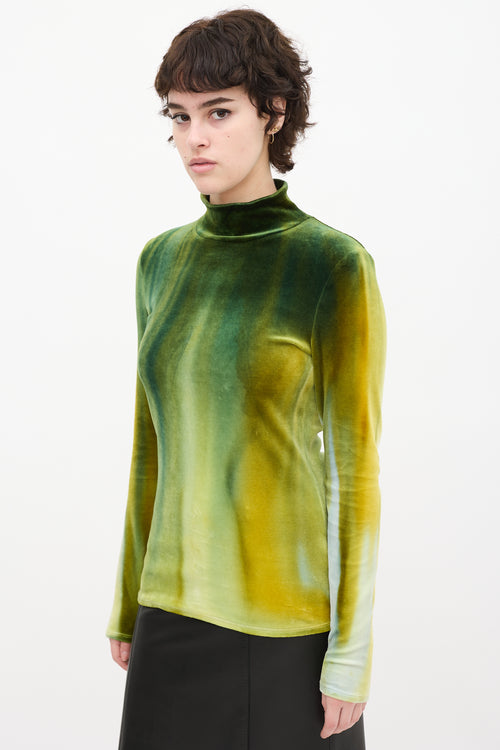 Proenza Schouler Green & Yellow Velvet Tie Dye Top