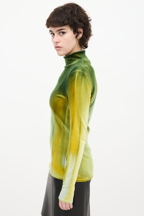 Proenza Schouler Green & Yellow Velvet Tie Dye Top