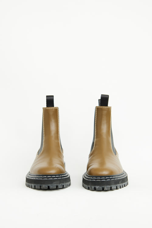 Proenza Schouler Olive Green Chelsea Stitch Boot
