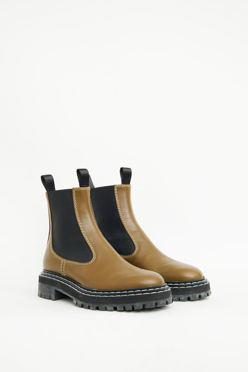 Proenza Schouler Olive Green Chelsea Stitch Boot