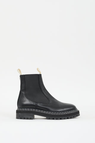 Proenza Schouler Black Leather Contrast Stitch Chelsea Boot