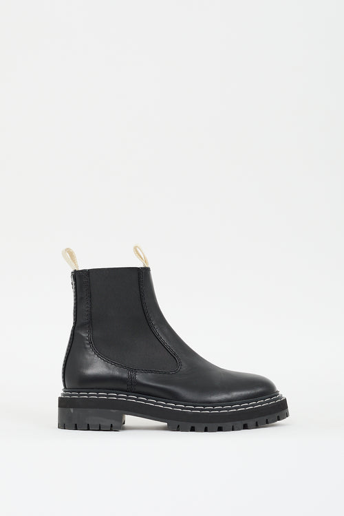 Proenza Schouler Black Leather Contrast Stitch Chelsea Boot