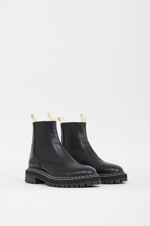 Proenza Schouler Black Leather Contrast Stitch Chelsea Boot