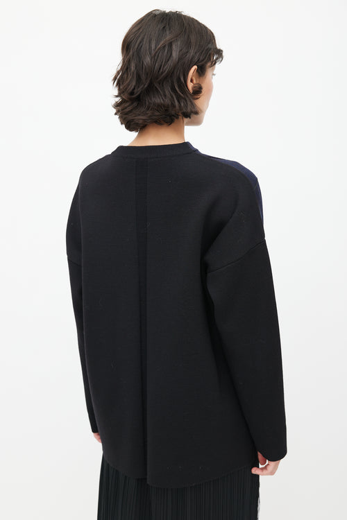 Proenza Schouler Navy & Black Cut Out Fringe Sweater