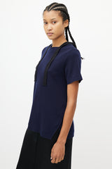 Proenza Schouler Navy & Black Wool Tie Top
