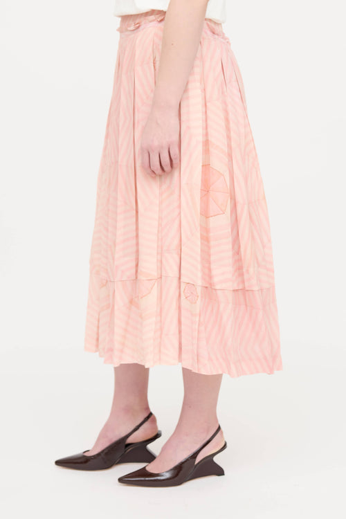 Simone Rocha Silk Pleated Print Skirt
