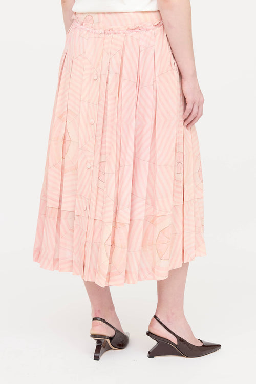 Simone Rocha Silk Pleated Print Skirt