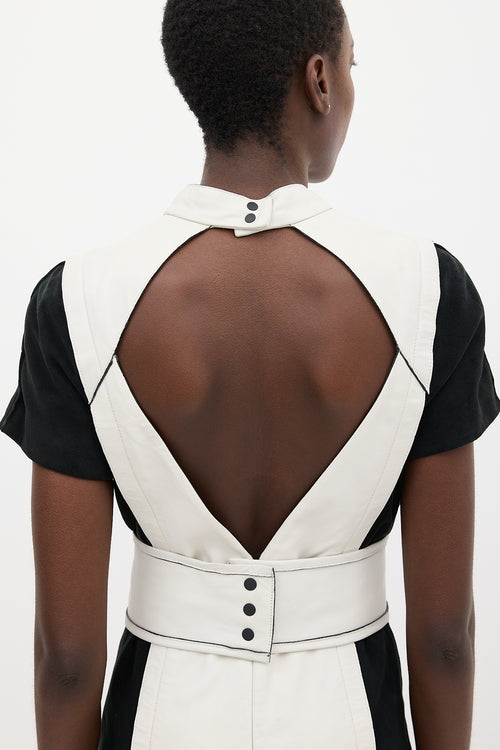 Proenza Schouler White & Black Leather Belted Dress