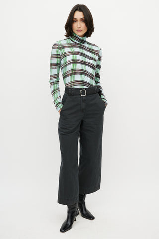 Proenza Schouler White Label Blue & Multi Checked Turtleneck