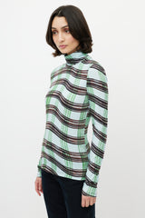 Proenza Schouler White Label Blue & Multi Checked Turtleneck