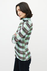 Proenza Schouler White Label Blue & Multi Checked Turtleneck