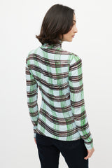 Proenza Schouler White Label Blue & Multi Checked Turtleneck