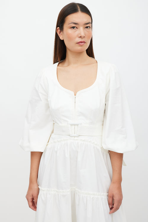 Proenza Schouler White Tiered Belted Ruffled Dress