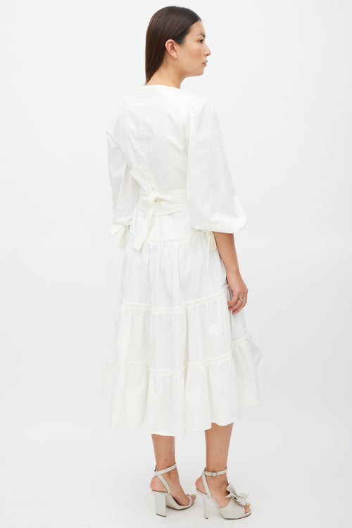 Proenza Schouler White Tiered Belted Ruffled Dress