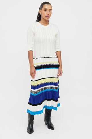 Proenza Schouler White & Multi Stripe Knit Dress