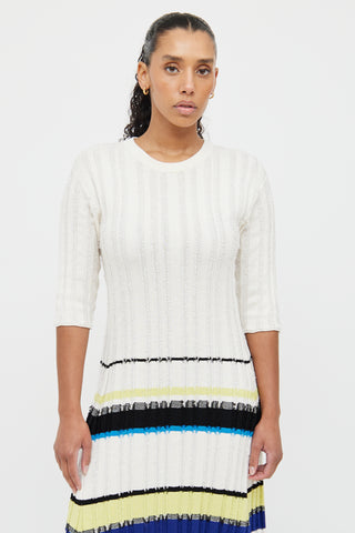 Proenza Schouler White & Multi Stripe Knit Dress