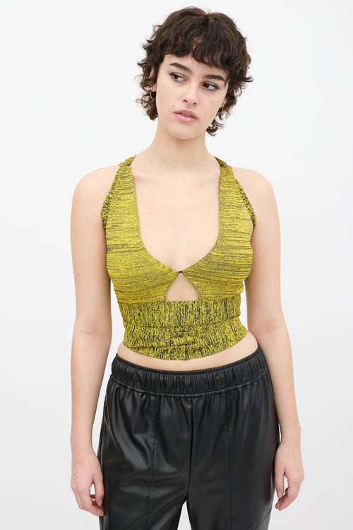 Proenza Schouler Yellow & Black Heathered Criss Cross Top