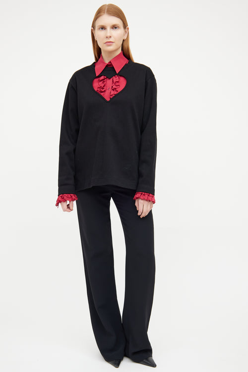 Proenza Schouler Black Heart Cutout Long Sleeve Top