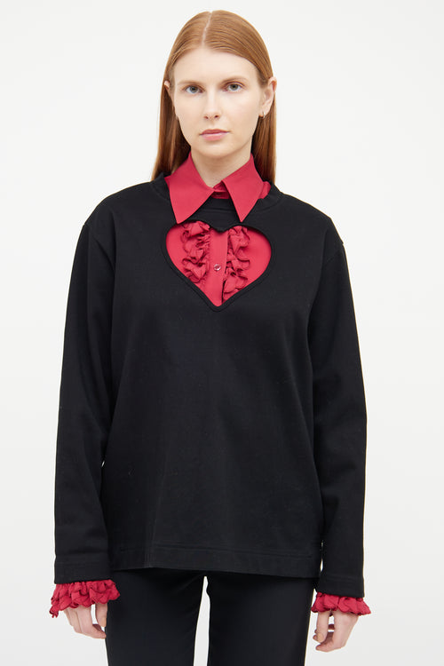 Proenza Schouler Black Heart Cutout Long Sleeve Top