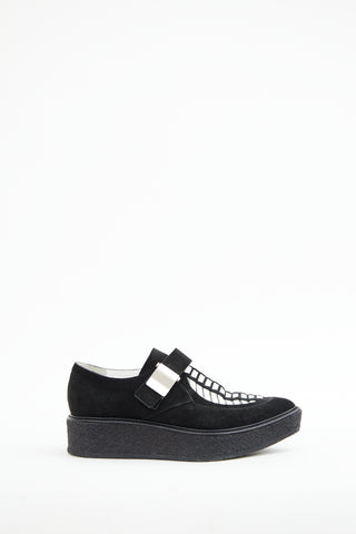 Proenza Schouler Black & White Suede Creeper Loafer