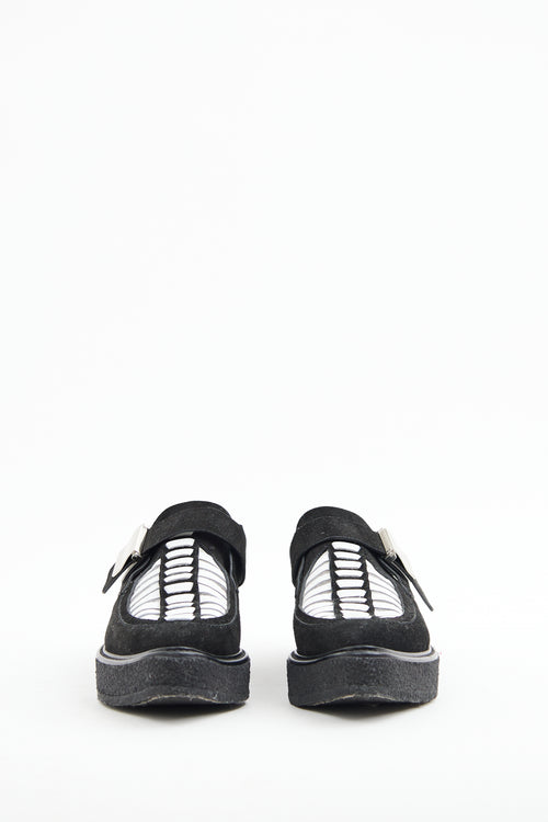 Proenza Schouler Black & White Suede Creeper Loafer