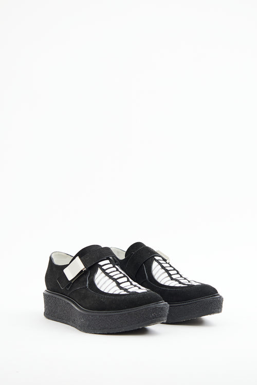 Proenza Schouler Black & White Suede Creeper Loafer