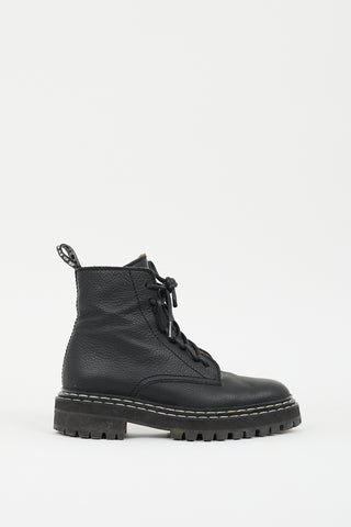 Proenza Schouler Black Leather Combat Boot