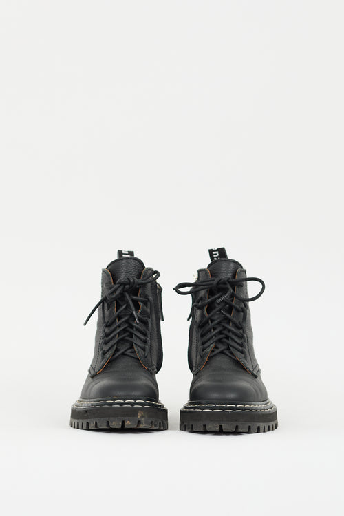 Proenza Schouler Black Leather Combat Boot