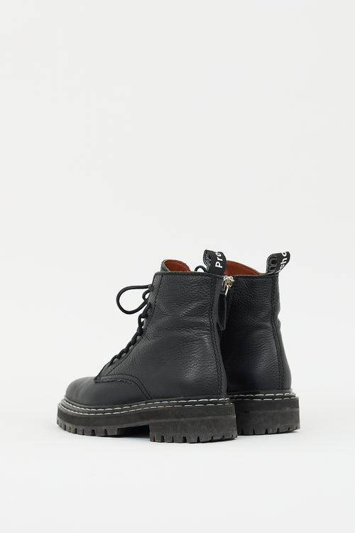 Proenza Schouler Black Leather Combat Boot