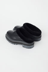 Proenza Schouler Black Leather & Shearling Lug Mule