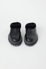 Proenza Schouler Black Leather & Shearling Lug Mule