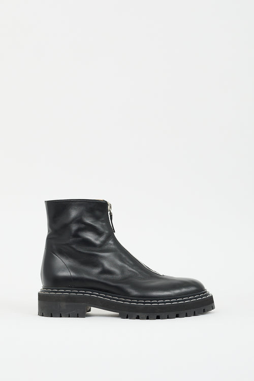 Proenza Schouler Black Leather Zip Boot