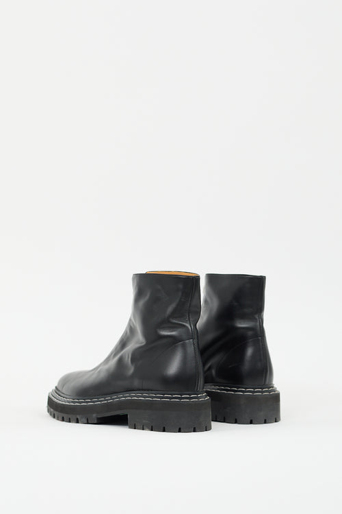 Proenza Schouler Black Leather Zip Boot