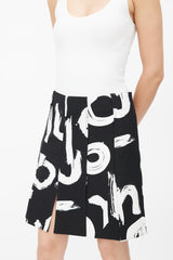 Proenza Schouler Black & White Abstract Print Pleated Skirt