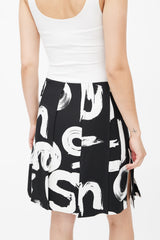 Proenza Schouler Black & White Abstract Print Pleated Skirt