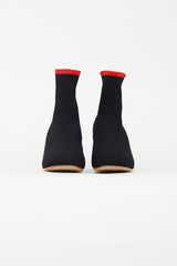 Proenza Schouler Black Sock Knit Heeled Boot