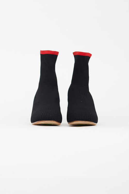 Proenza Schouler Black Sock Knit Heeled Boot