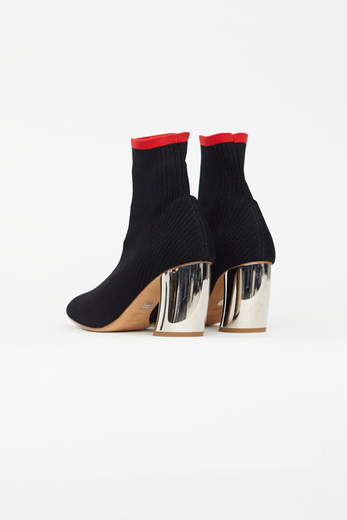 Proenza Schouler Black Sock Knit Heeled Boot