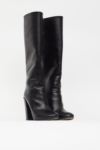Proenza Schouler Black Leather Knee High Heeled Boot